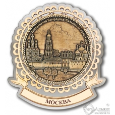 Магнит из бересты Москва-Смоленский Монастырь лента серебро